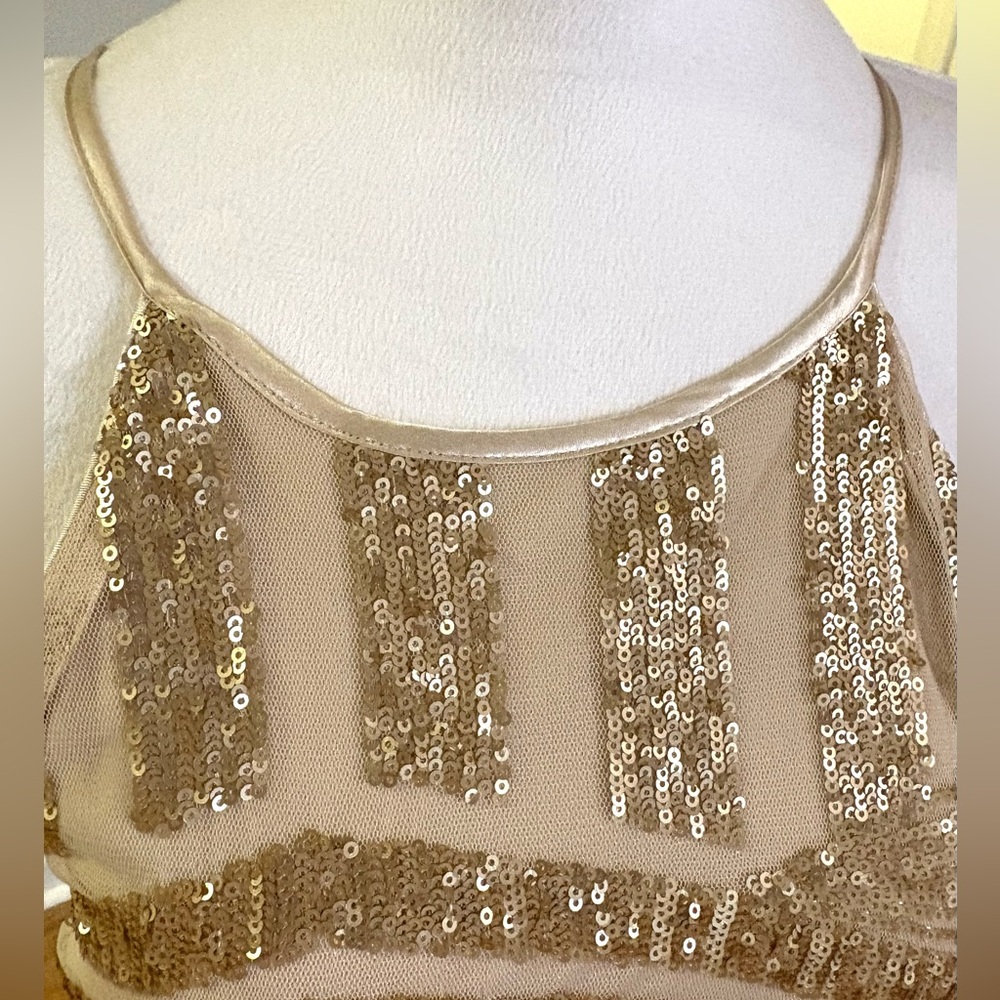 EUC, Sequin Hearts Gold Sequin Halter Minidress, Size Junior’s 3 - Picture 2 of 10
